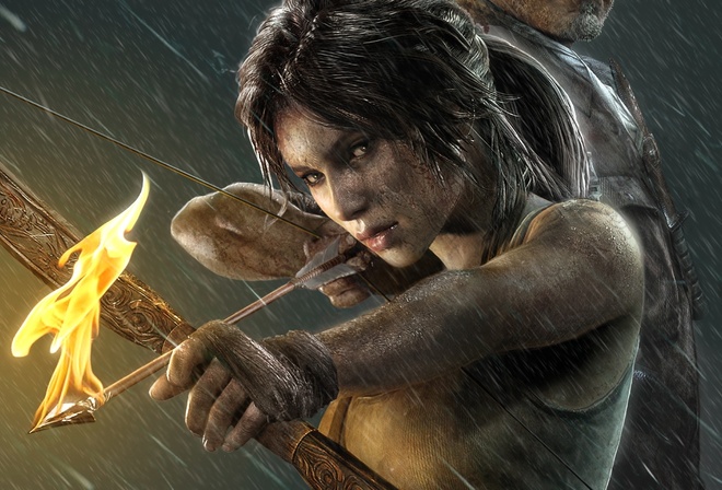 girl, lara kroft, igra, tomb raider, strela, ogony, game