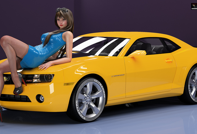 Camaro, Girl by alice, Digital Art, 3 D