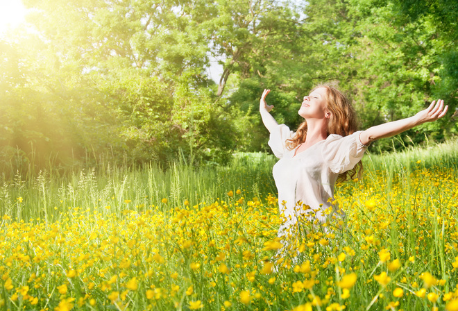 girl, nature, enjoying, outdoors, sammer, freedom
