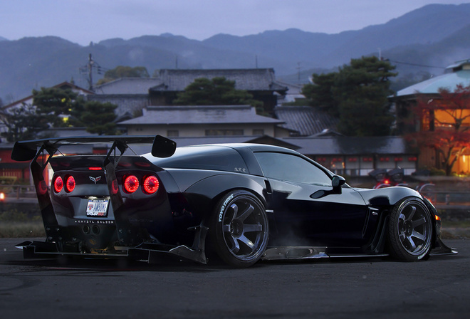 Chevrolet, Corvette, C6, Black, Race, Car, Future, Tuning