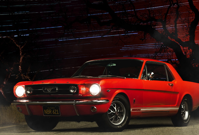 ford mustang, red, car, , muscle car