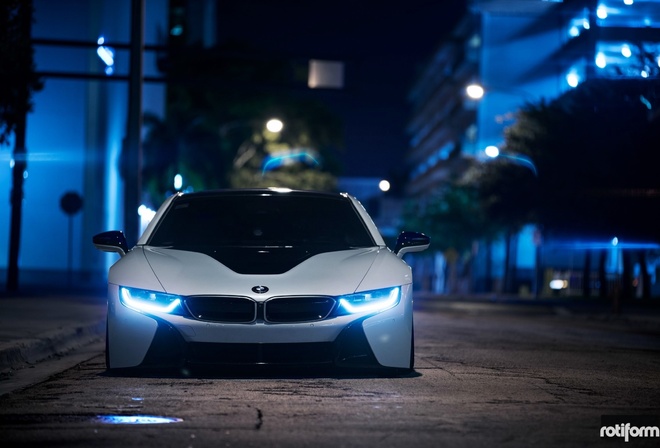 bmw, i8, electro car, tuning, wheels, face, germany, black, stance, low, night