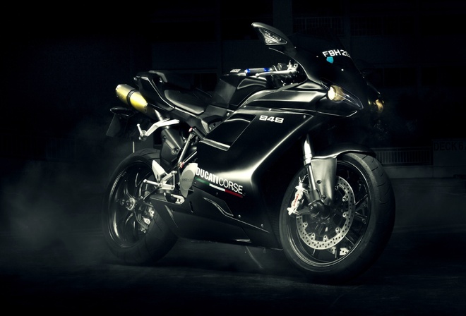 black, 848, ducati, sport bike, evo, 