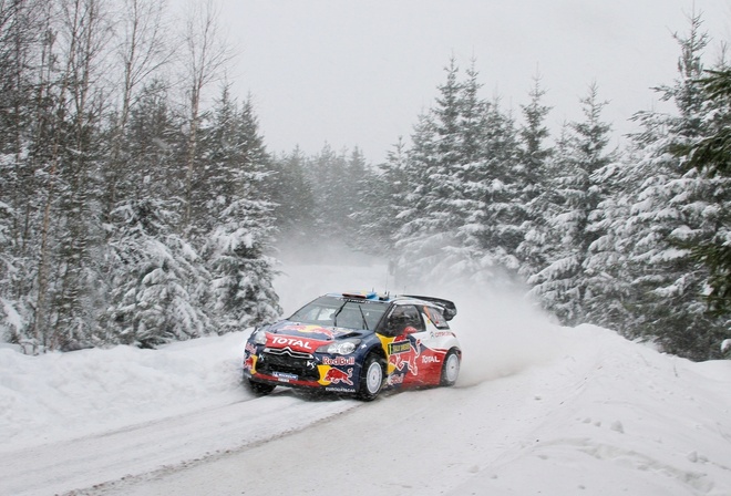 snow, rally, forest, winter