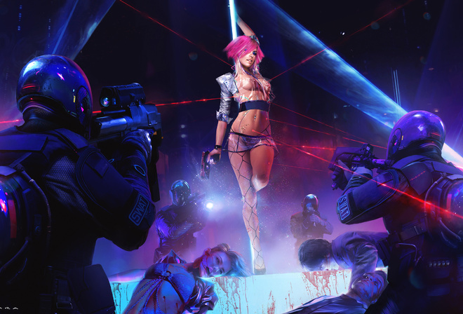 Showtime, Girl, Dancer, Pole, Police, Guns, Force, Showtime Dancer Girl Artwork