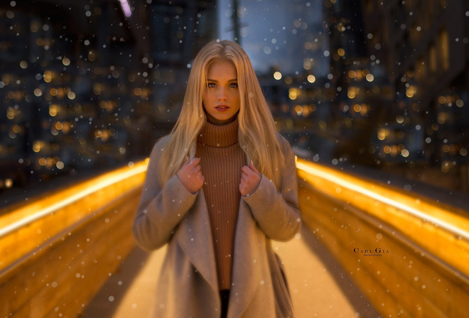 women, portrait, blonde, depth of field, Carl Gia