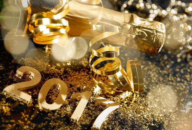 , gold, 2017, champagne, new year, happy, ,  