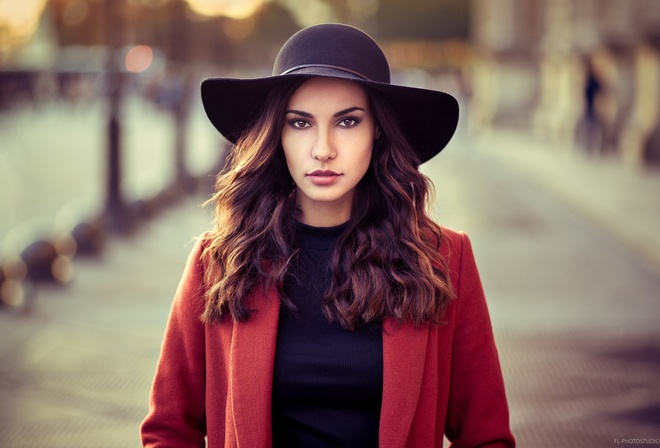 women, face, portrait, hat, depth of field