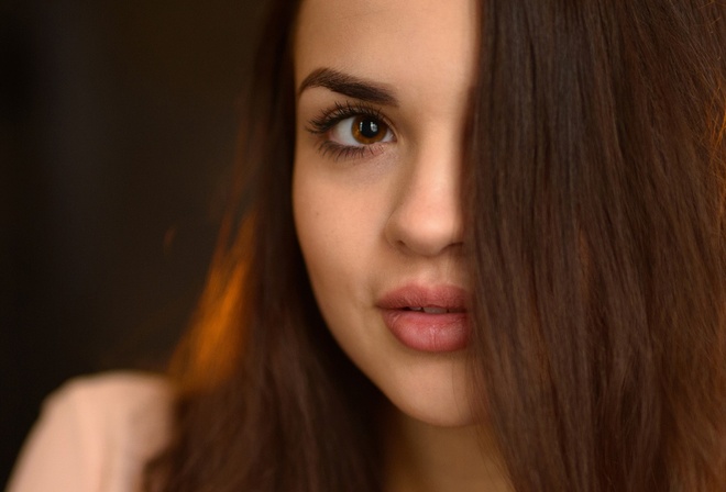 women, face, portrait, hair in face