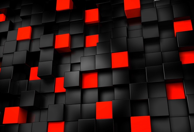 Black and red, cubes, 