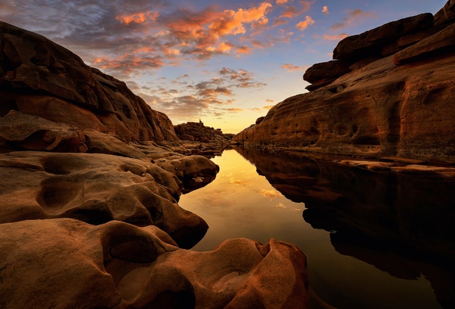 thailand, asia, travel, landscape, thai, river, rock, sunrise, cloud, Saravut Whanset