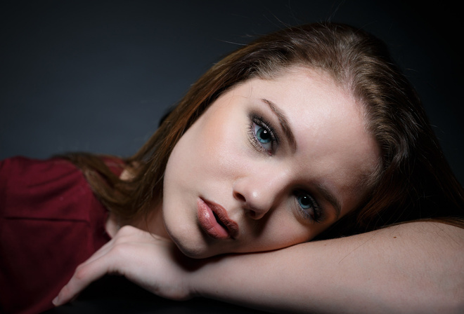 women, face, portrait, blue eyes, simple background