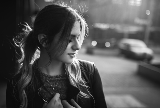 women, face, portrait, monochrome, closed eyes, depth of field