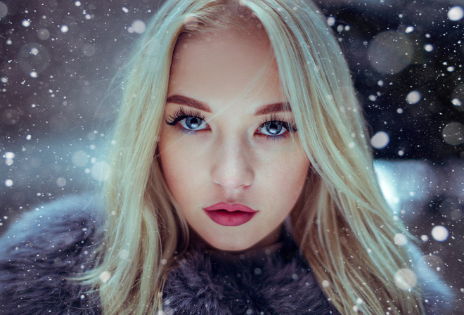 Uliana Verenchikova, women, blonde, face, portrait, blue eyes