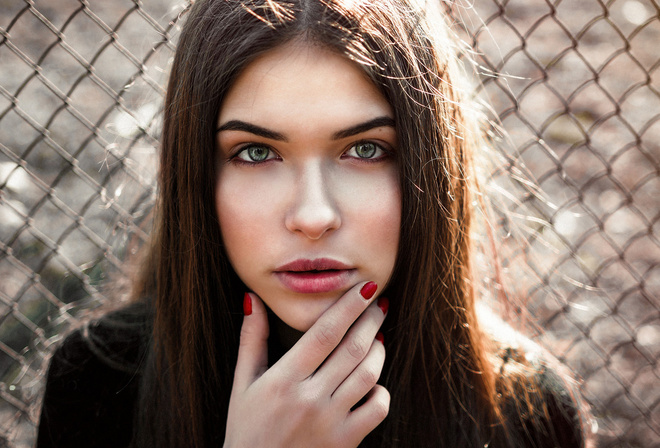 women, face, portrait, red nails, women outdoors