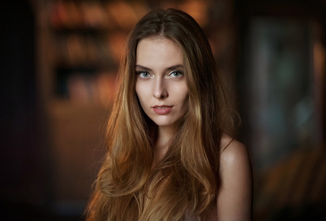 Amina Katinova, women, Maxim Maximov, face, portrait, depth of field