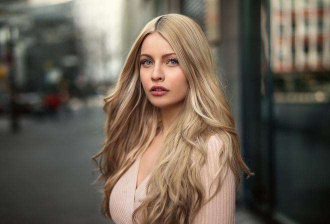 women, Martin Kuhn, blonde, portrait, depth of field