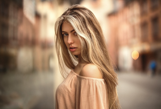 women, Martin Kuhn, blonde, portrait, depth of field