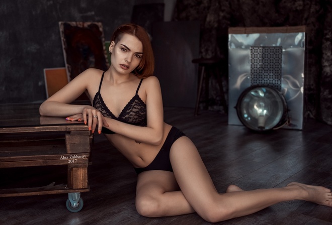 women, sitting, black lingerie, belly, on the floor, portrait