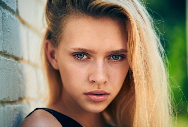 women, face, portrait, blonde, depth of field