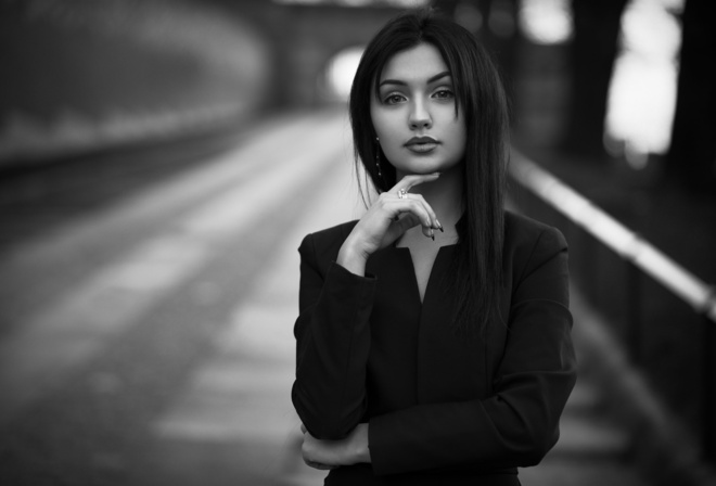 women, portrait, monochrome, depth of field