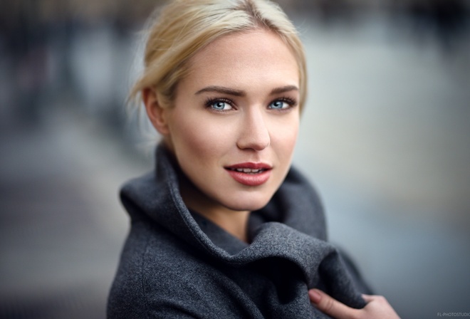 women, face, blonde, portrait, depth of field