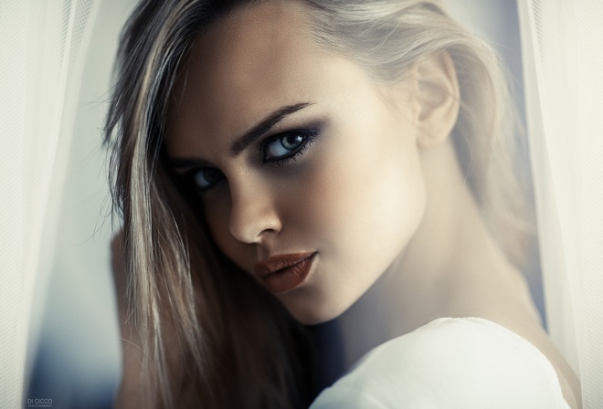 women, blonde, Alessandro Di Cicco, face, portrait