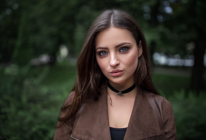 women, face, portrait, depth of field, choker, women outdoors