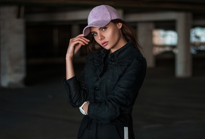 women, portrait, baseball caps, depth of field