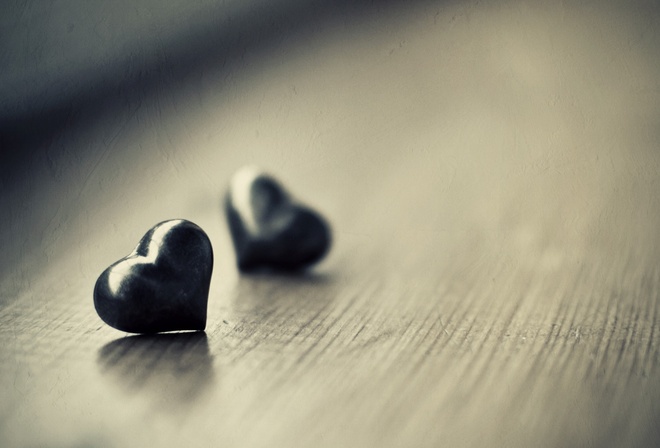 , black, , hearts, Two black hearts