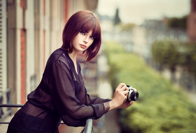 women, portrait, balcony, women outdoors