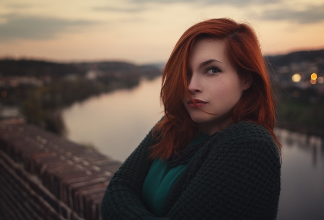 women, portrait, redhead, depth of field, women outdoors