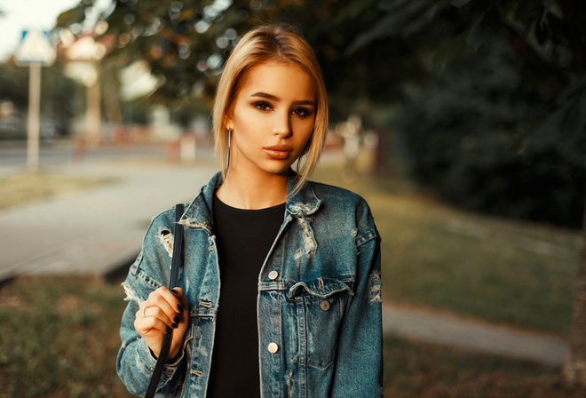 women, blonde, portrait, depth of field