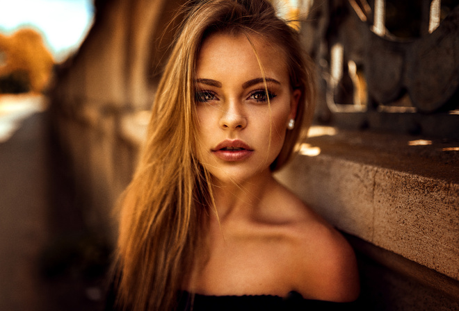 women, Miro Hofmann, depth of field, portrait, tanned, blonde