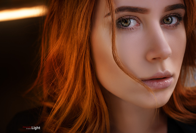 women, redhead, face, portrait