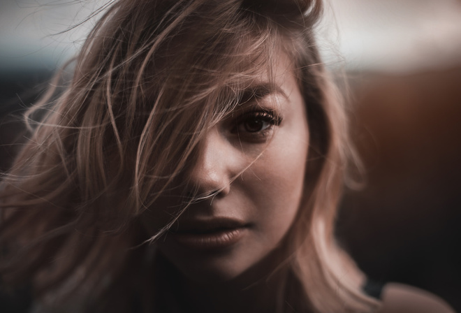 women, face, portrait, hair in face