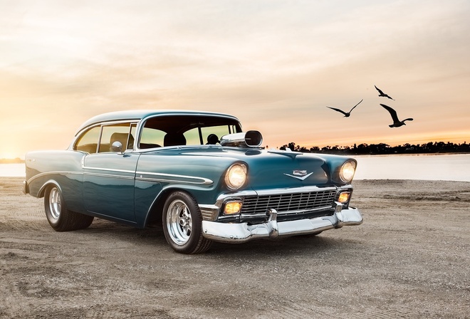 1956, chevrolet, bel air, sport, coupe