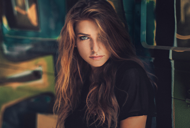 women, face, portrait, green eyes