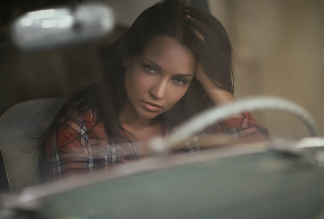 women, Angelina Petrova, women with cars, depth of field, model, portrait