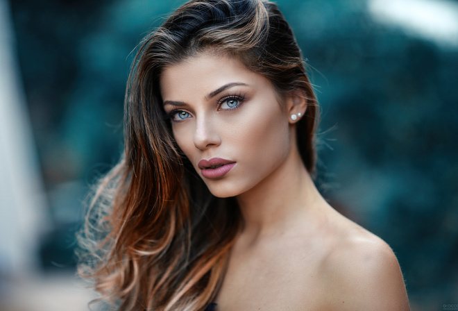 women, Alessandro Di Cicco, blue eyes, portrait, depth of field