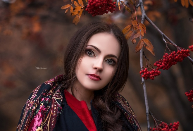 women, face, portrait, depth of field, women outdoors, Maksim Romanov, red lipstick