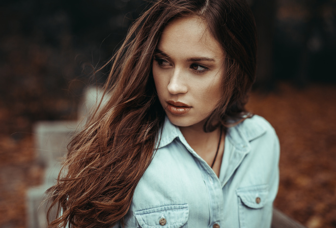 women, face, portrait, looking away, depth of field, women outdoors