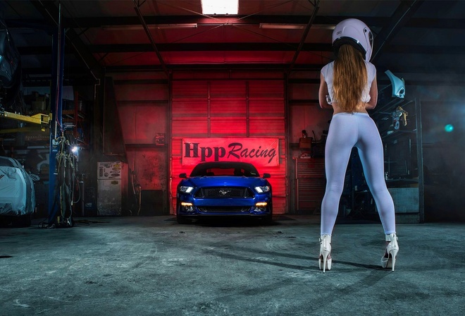 Ford, Mustang, Racing, Girl, 