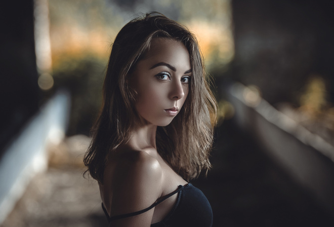 women, portrait, tanned, face, depth of field