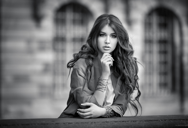 women, portrait, monochrome, depth of field