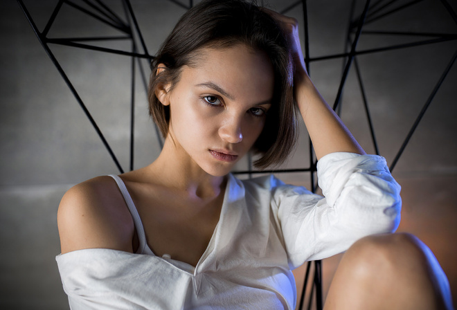 women, face, Vladimir Nikolaev, brunette, portrait