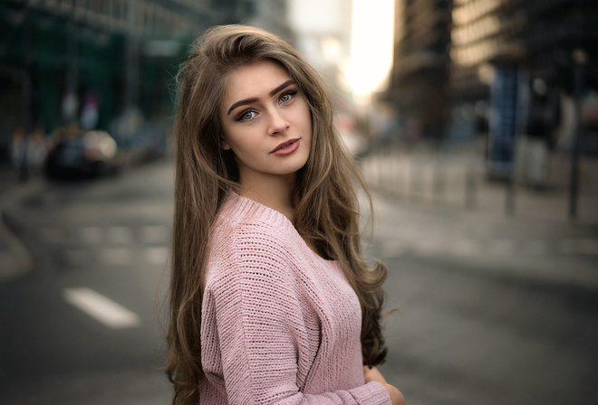 women, Martin Kuhn, portrait, depth of field, women outdoors, long hair