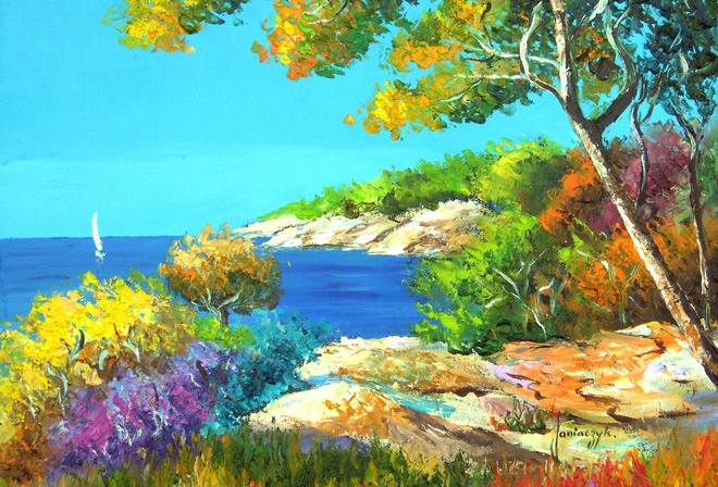 sea, art, artist, shore, impressionist, jean marc janiaczyk, landscape