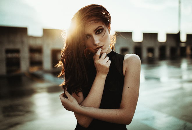 women, face, portrait, depth of field, women outdoors, finger on lips