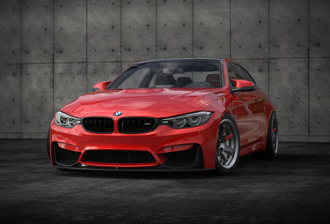 BMW, M4, tuning, stance, 2018 cars, f82, red